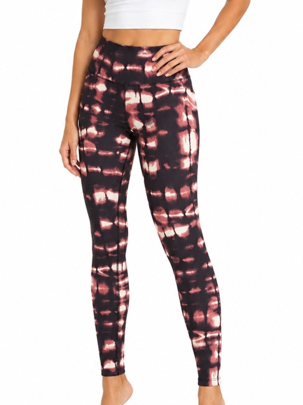Hot Kiss Black and Pink Tie-Dye High-Waist Leggings